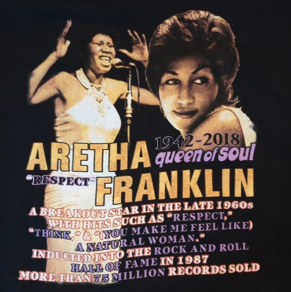 Aretha Franklin Queen Of Soul Memorial Tribute T-Shirt Motown NWOT - Picture 4 of 4